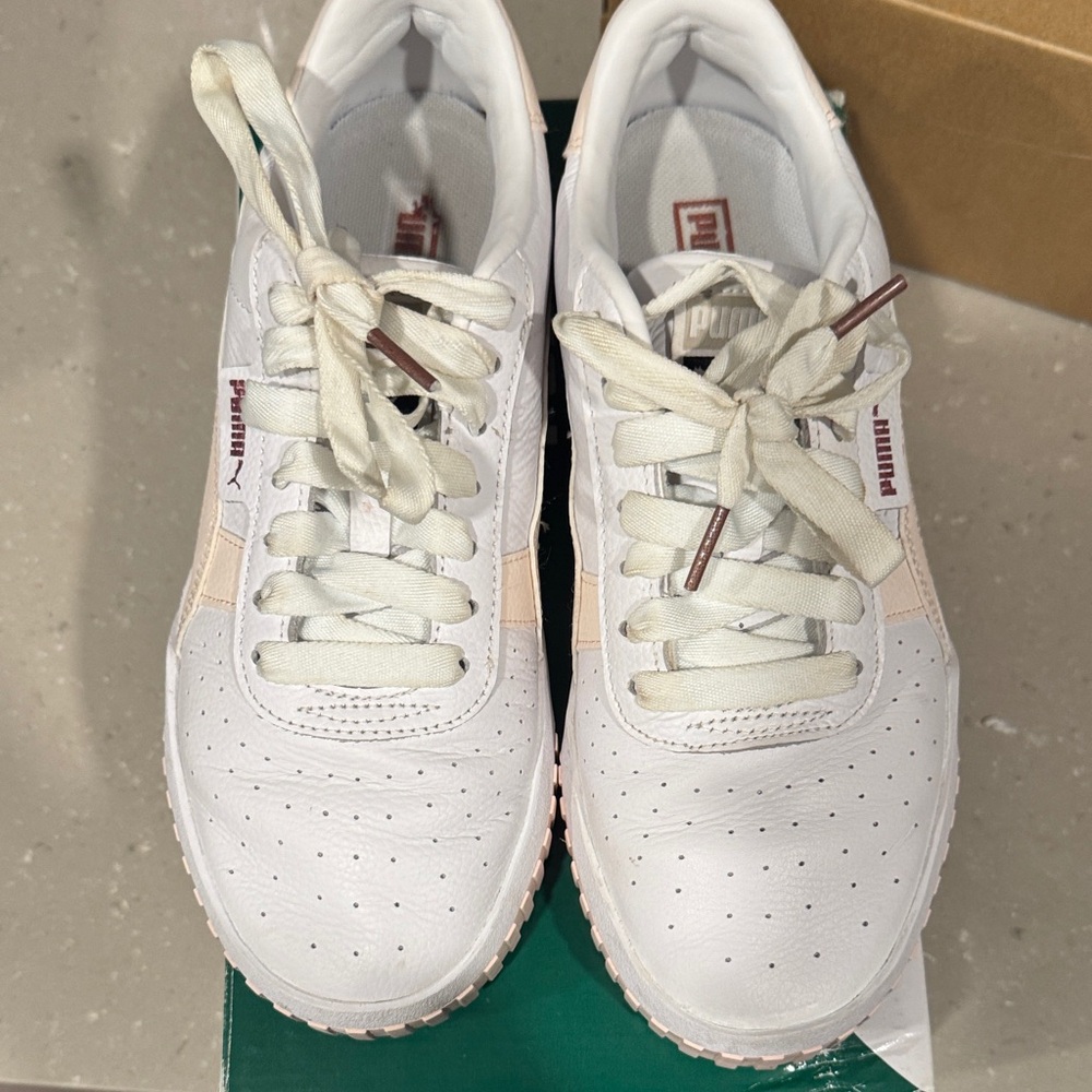 PUMA Women's White and Pink Cali Sneakers size 9